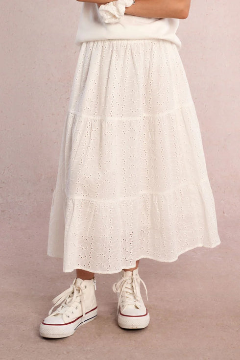 EYELET MAXI SKIRT
