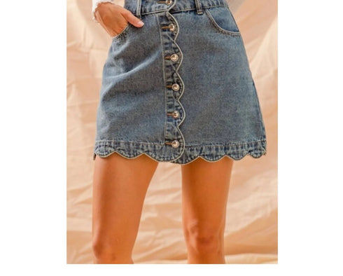 SCALLOP DENIM SKIRT